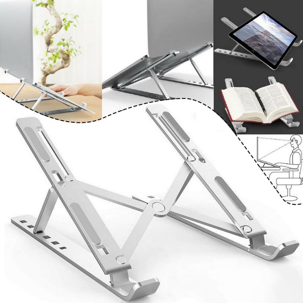 Laptop Stand Aluminum for Desk – Adjustable Ergonomic Notebook Holder Bracket, Foldable, Portable Mount for Laptops